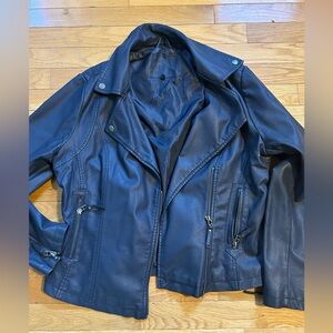 Max studio navy faux leather jacket
